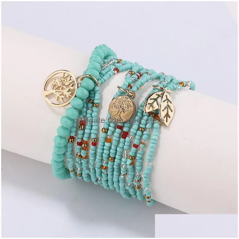 life tree bracelets women bohemian jewelry multilayer charm beads bracelet set ethnic wrap bracelets pulseras mujer femme gift gc1283