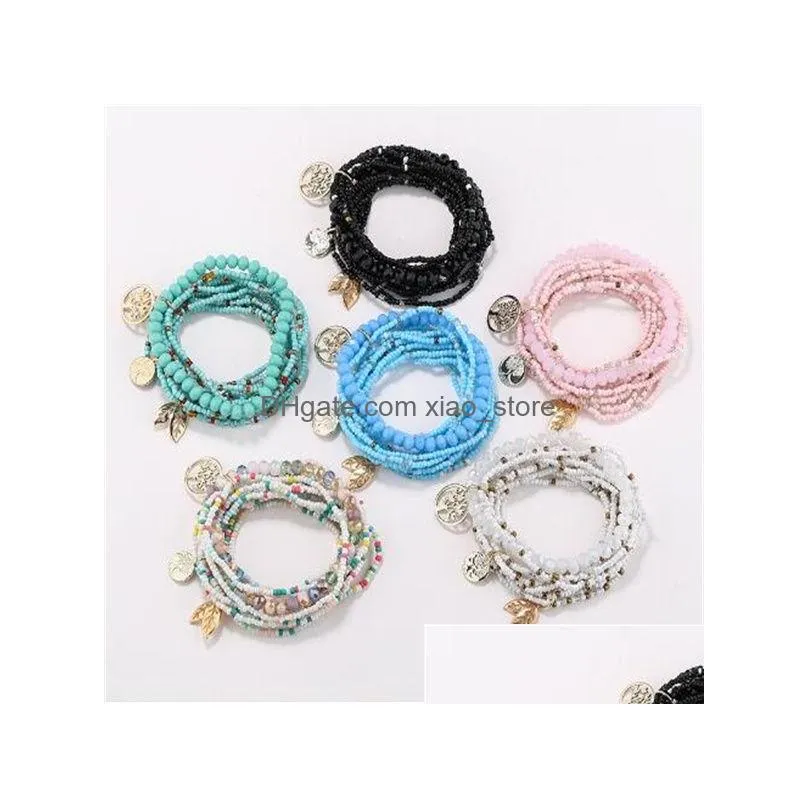 life tree bracelets women bohemian jewelry multilayer charm beads bracelet set ethnic wrap bracelets pulseras mujer femme gift gc1283