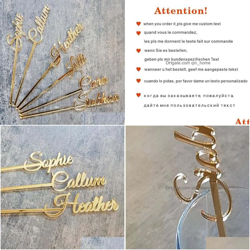 party supplies other event personalized custom stirrer with last name birthday stirrers eomi gold mirror drink wedding