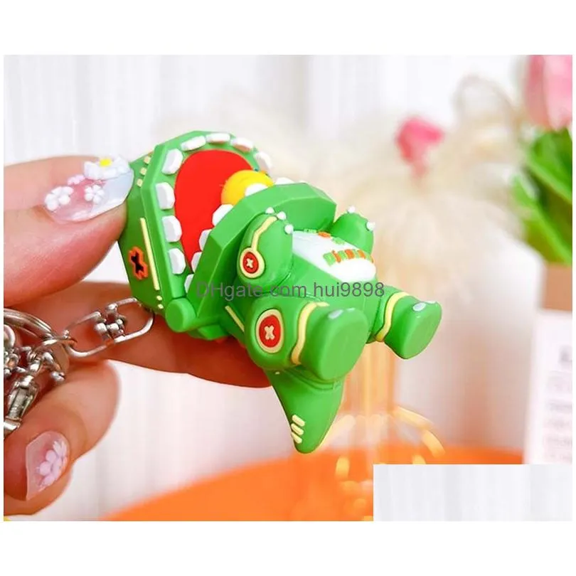 promotional gifts 3d pvc toys kawaii cute cartoon character keyring key chain ring mechanical dinosaur keychains