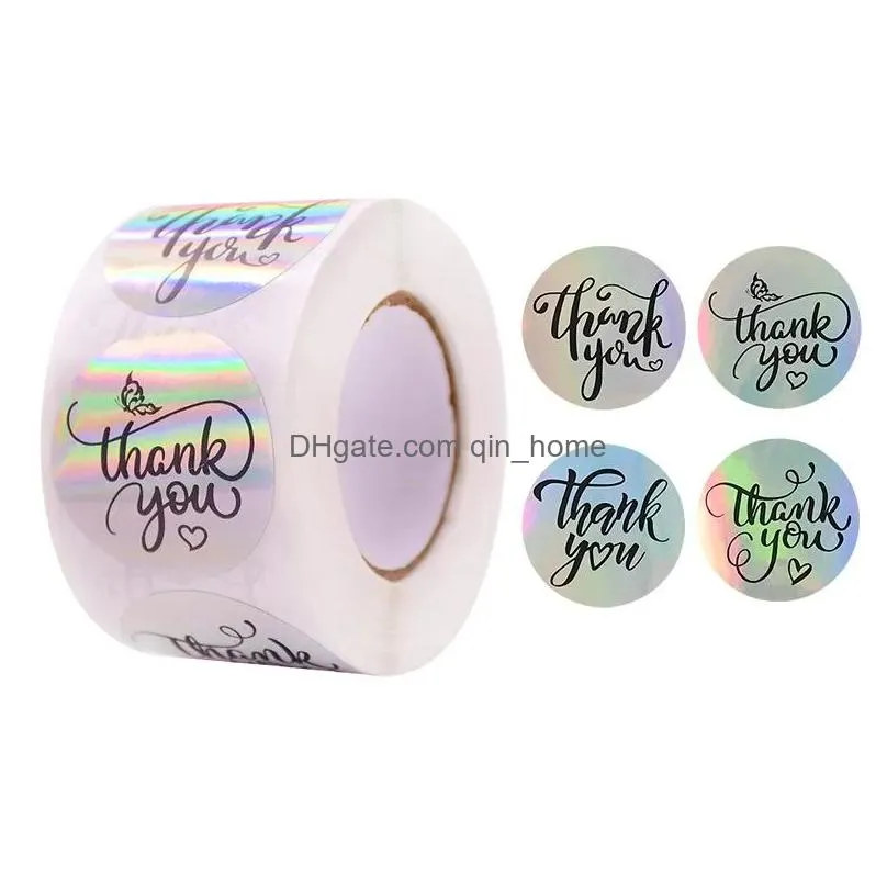 gift wrap 500pcsroll 38cm laser stickers thank you bags sealing label wedding birthday christmas party supplies scapbooking