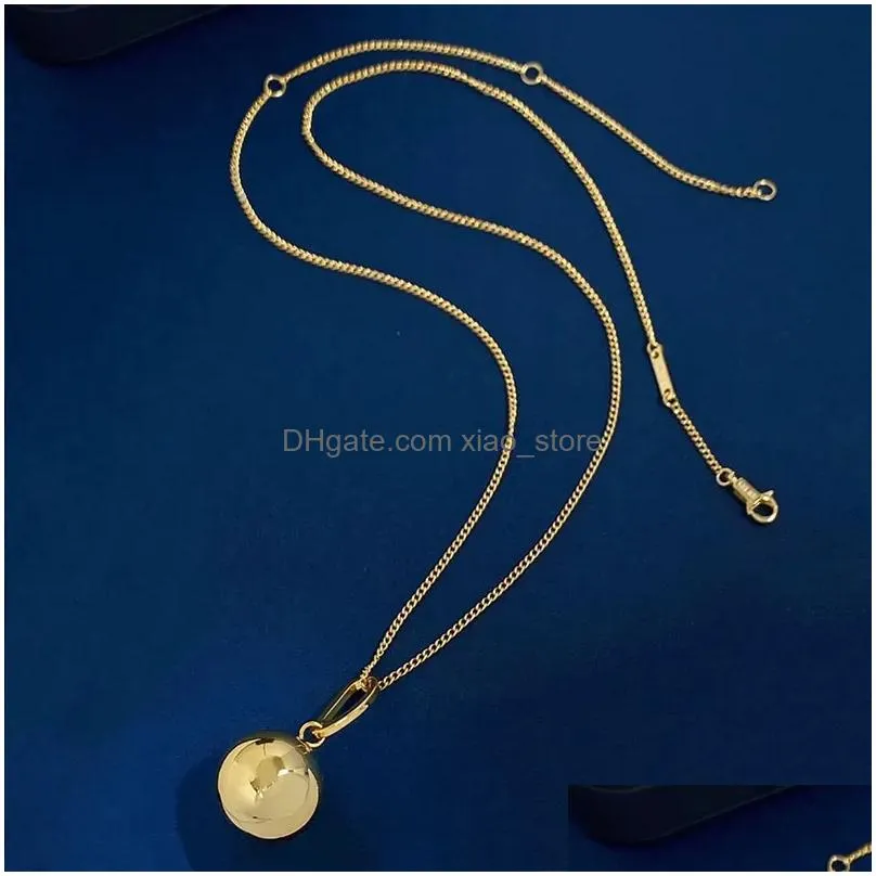 luxury designer jewelry women gold ball pendant necklaces earrings jewelry sets ins elegant style thin chain with metal ball girls