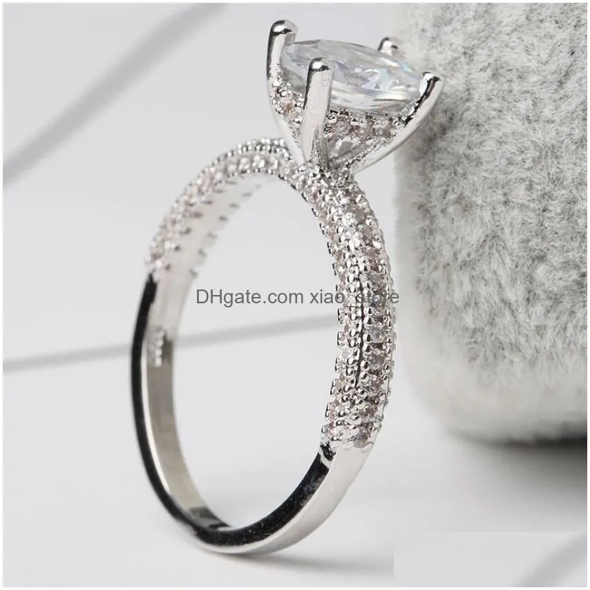 cocktail luxury jewelry couple rings 925 sterling silver princess cut white topaz moissanite diamond party women wedding bridal ring