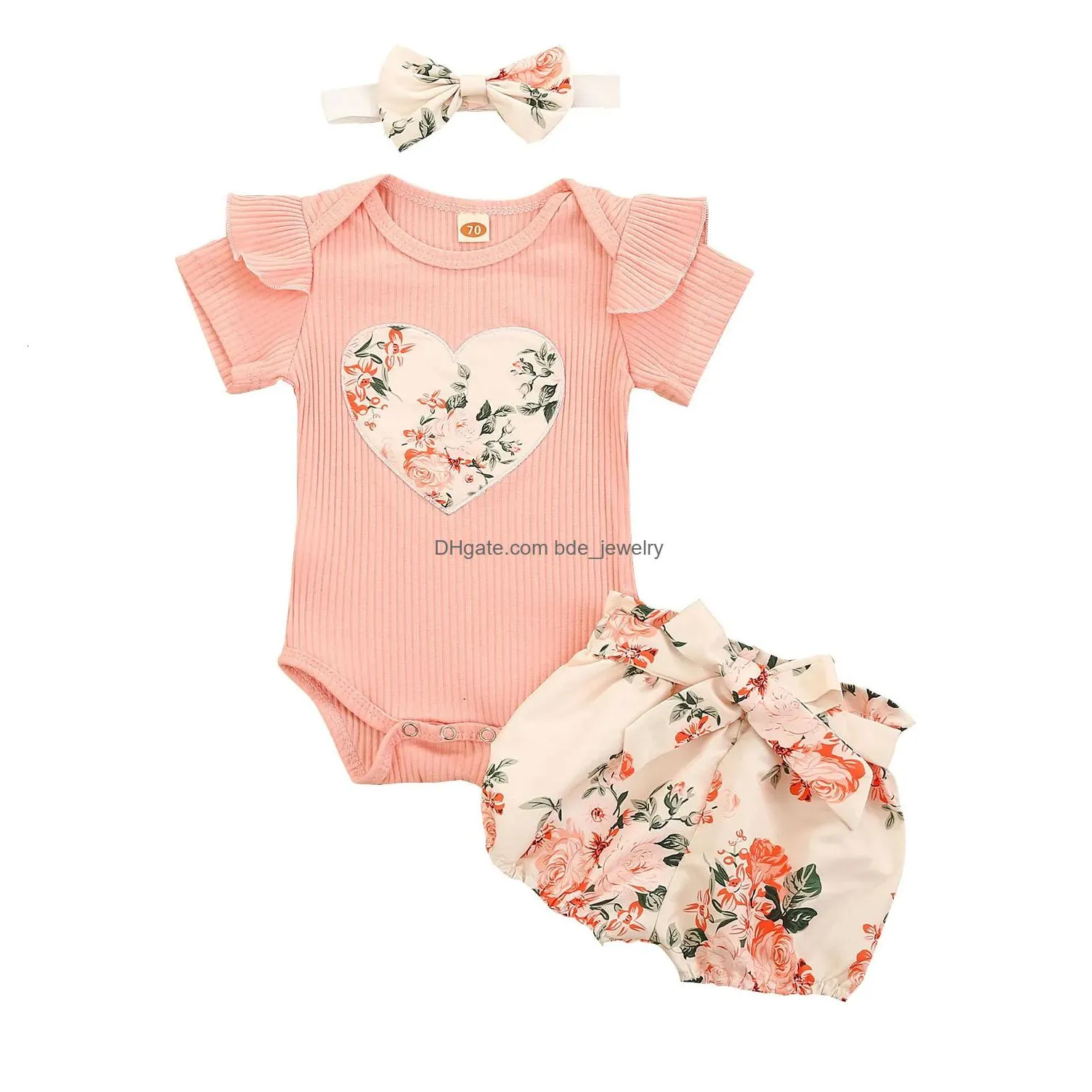 clothing sets fashion born toddler baby girls clothes sets leopard print short sleeve romper tops bow shorts headband 3pcs outfit set