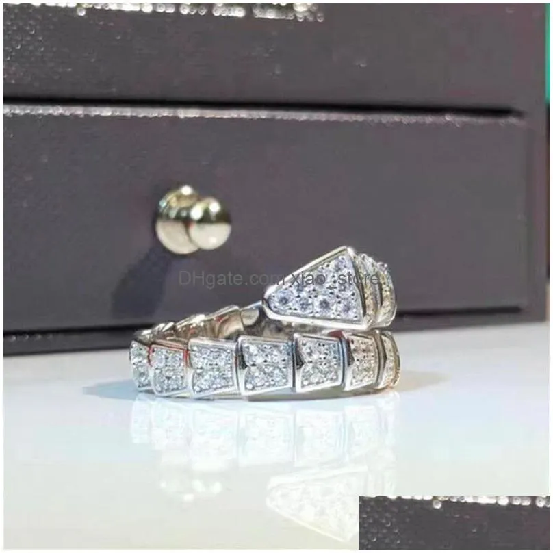 choucong brand luxury 925 sterling silver pave white sapphire cz diamond eternity party women wedding snake band ring for lovers