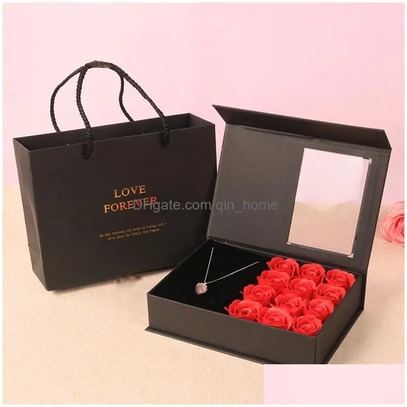 valentines day soap flower gift wrap box jewelry flap creative lipstick necklace perfume set gift boxes