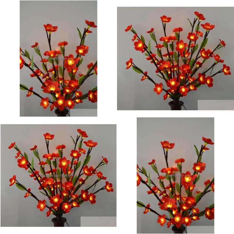 wreaths decorative flowers wreaths cherry blossom branch light with green leaf 20 60 leds christmas wedding table decoration twig