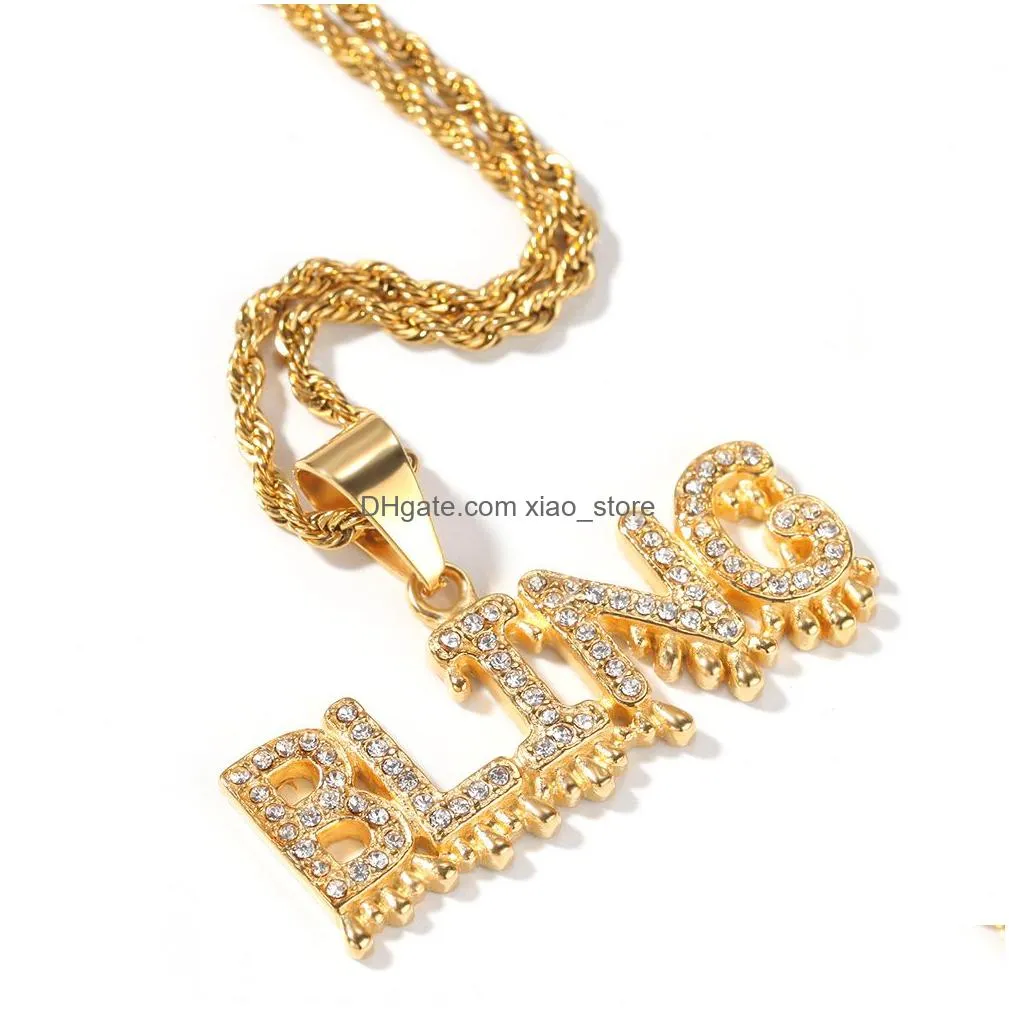 personalized gold iced diamond mens bling initial letters pedant cuban chain necklace full diamond hip hop jewelry gifts for men women