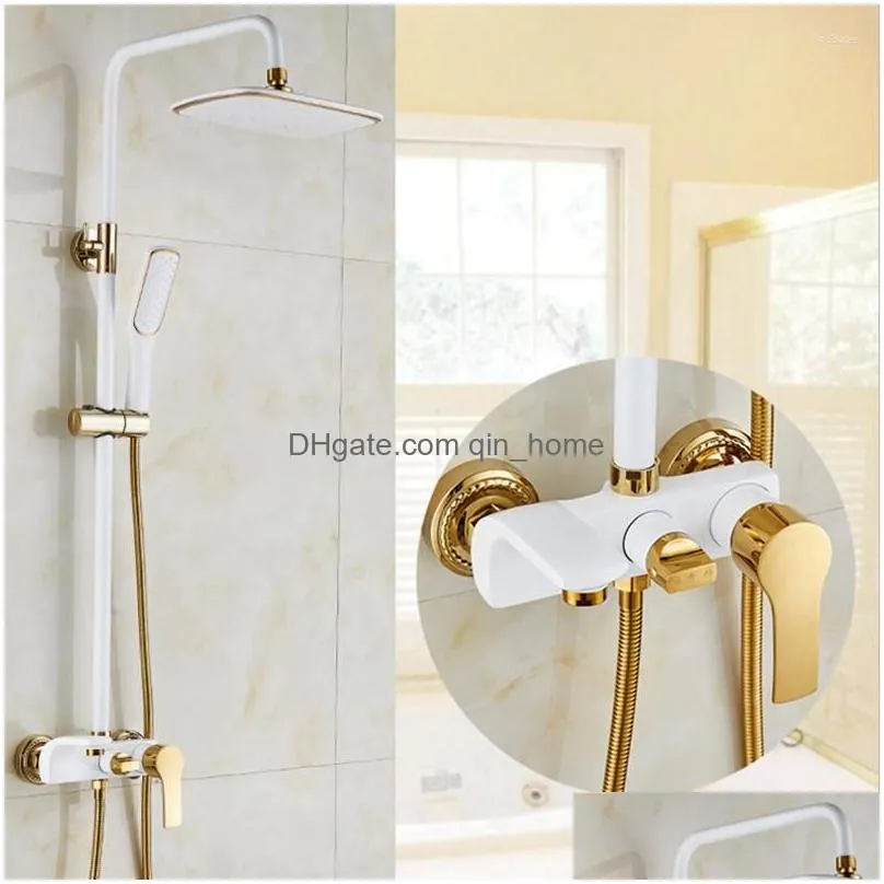 kitchen faucets european luxury solid brass shower set with white gold and black sets for
