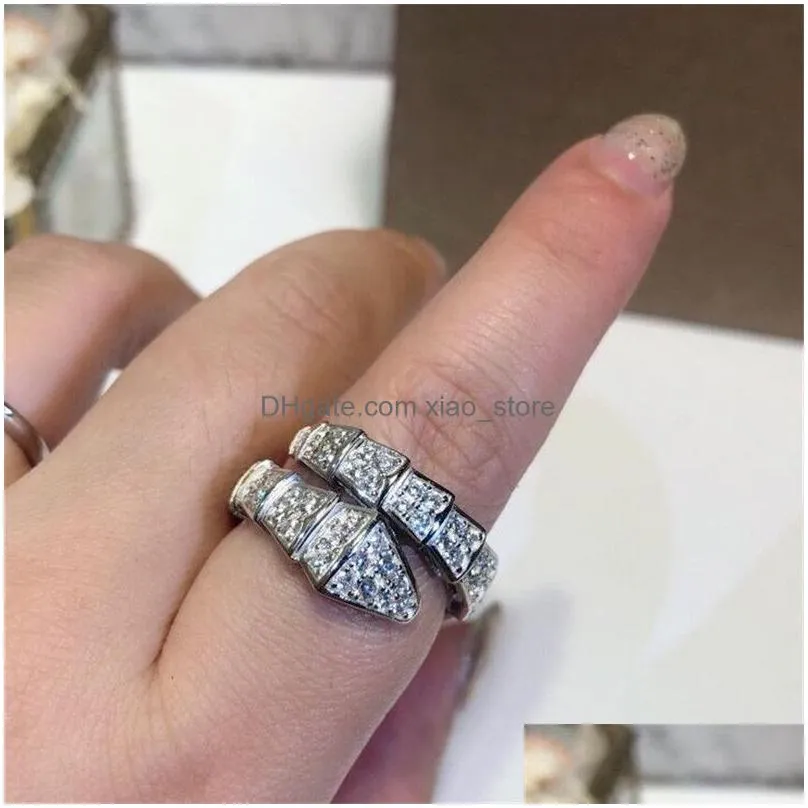 choucong brand luxury 925 sterling silver pave white sapphire cz diamond eternity party women wedding snake band ring for lovers
