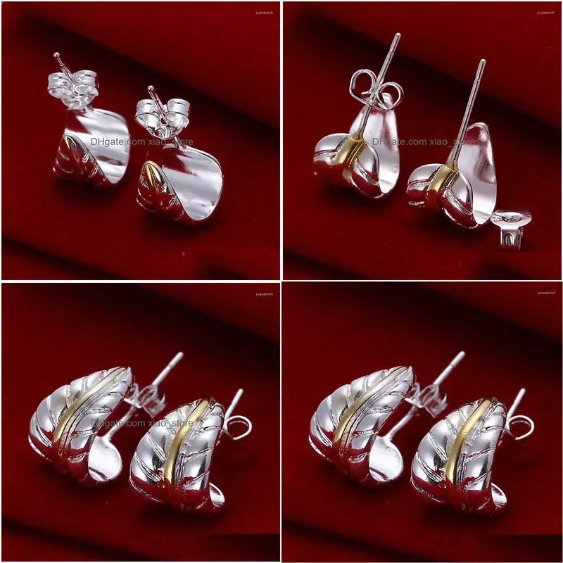 stud earrings high qualtiy 925 sterling silver exquisite feather hook for women wedding engagement luxury jewelry gift