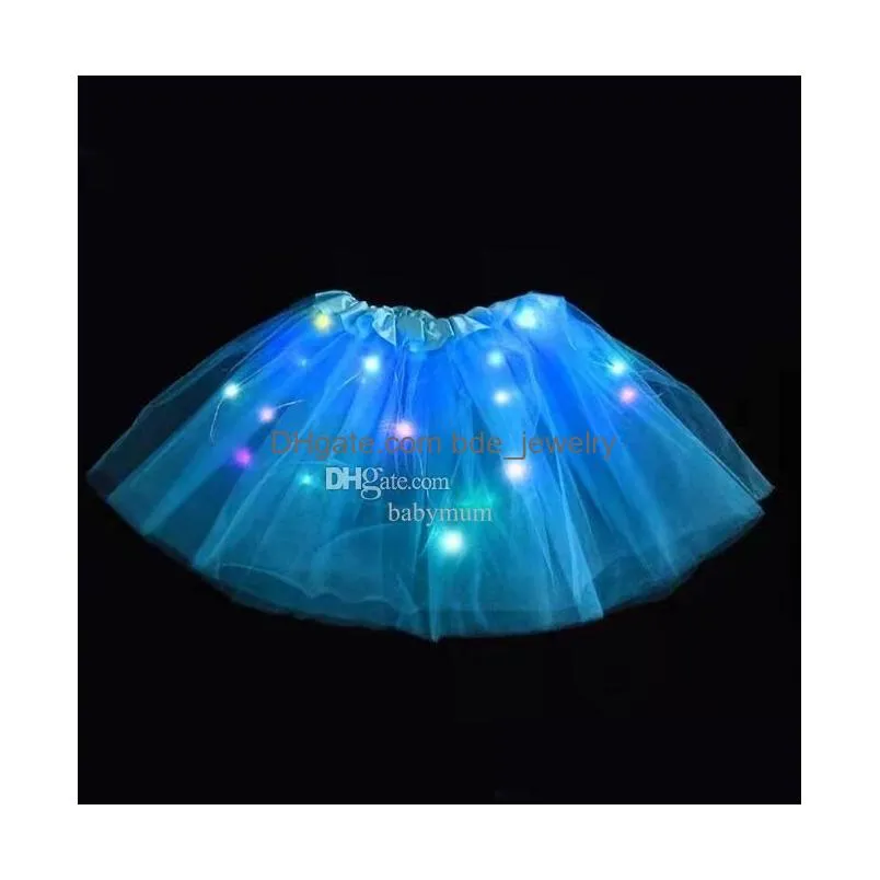 led glowing light tutu dress women baby tulle star skirt short tutu girls mini skirt adult fancy ballet dancewear party costume ball gown mini