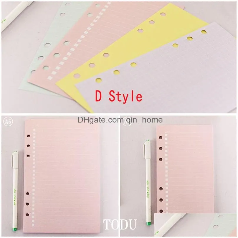 wholesale 40 sheets notepads paper a5 a6 notebook index divider for daily planner colorful card papers 6 holes school supplies