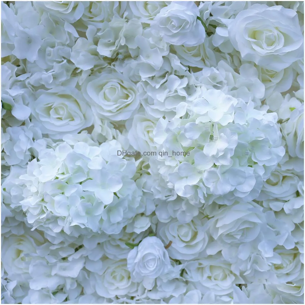 8x8ft white 3d rose flower wall made with fabric rolled up artificial flowers arrangement for wedding backdrop decoration