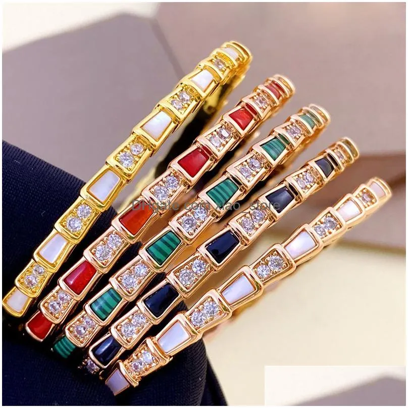designer bracelet bangle bracelet luxury jewelry woman 18k rose gold silver red green agate snake diamond bracelets jewelrys designers girl lady paty birthday