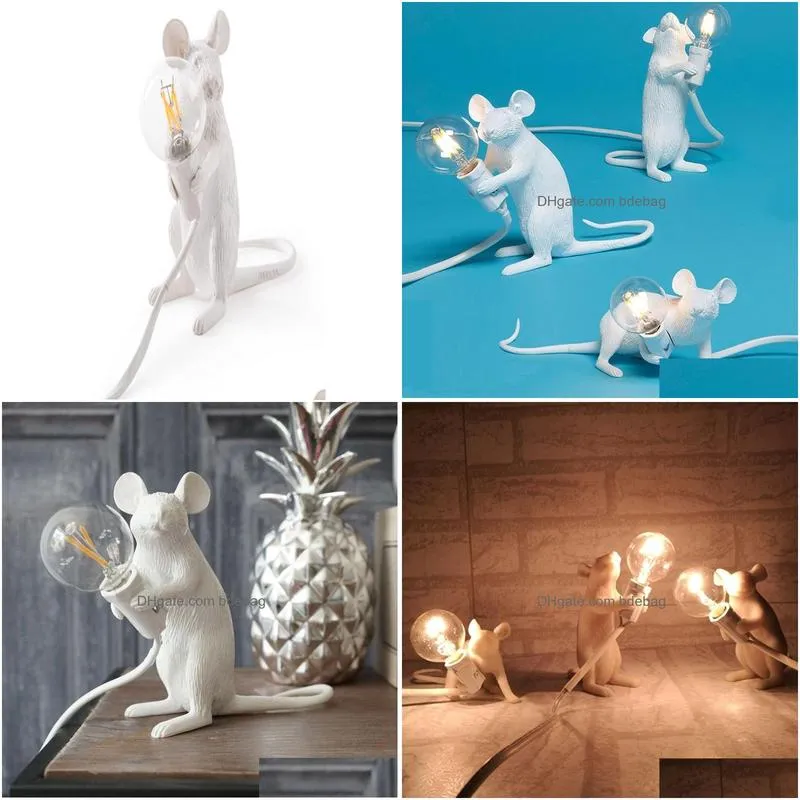 modern resin mouse table lamp led rat table lamp desk kids039gift room decor led night lights eu plug sitting rat c09308303185