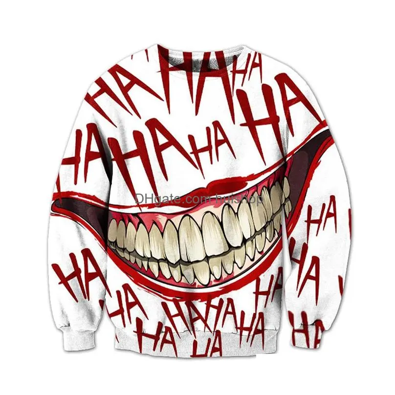 haha joker funny hoodie halloween crazy smile pullover long sleeve sweatshirt fashion stree coats cool unisex sportwear j190523