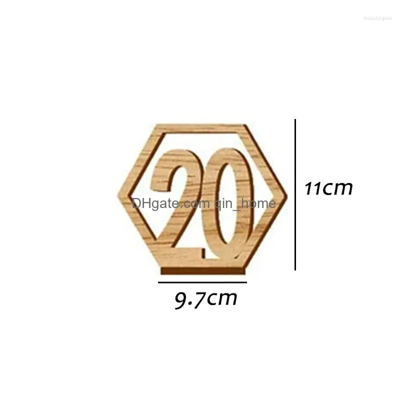 party decoration 20pcs wooden hexagonal table seat number signs for wedding birthday banquet decor 1-40 digital sign