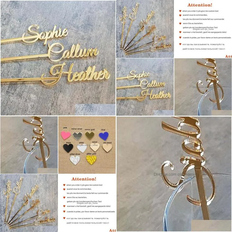 party supplies other event personalized custom stirrer with last name birthday stirrers eomi gold mirror drink wedding