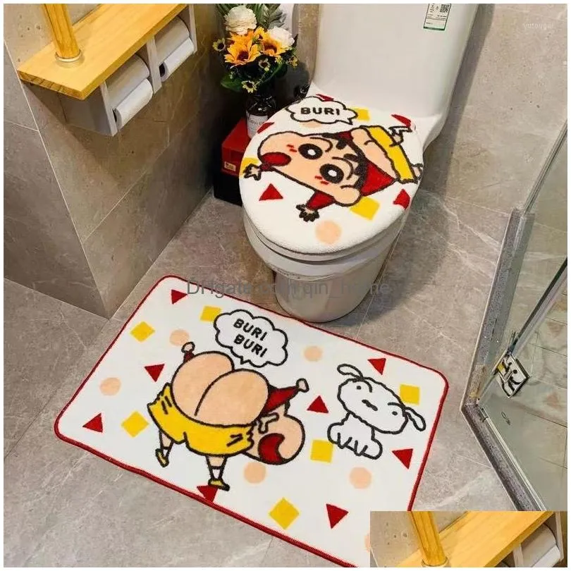 toilet seat covers design japanese style lovely gift shinchan cartoon bathroom non-slip pad washable cover kawai warm mat