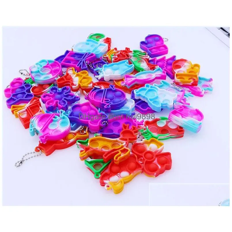  toys fidget keychain press bubbles keychain christmas decompression toys silica gel  fidget bubbles key pendant