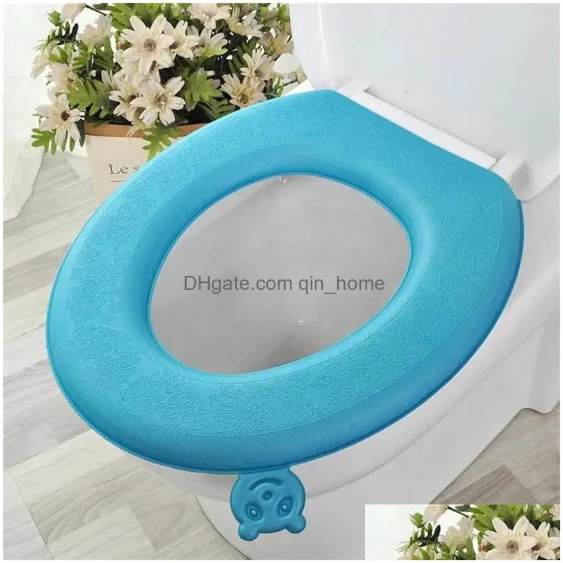 toilet seat covers winter warm cover closestool mat bathroom accessories knitting pure color soft o-shape pad bidet 02