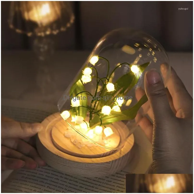 decorative flowers c2 led lily of the valley handmade glow night light diy material for home bedside desktop decor valentine birthday