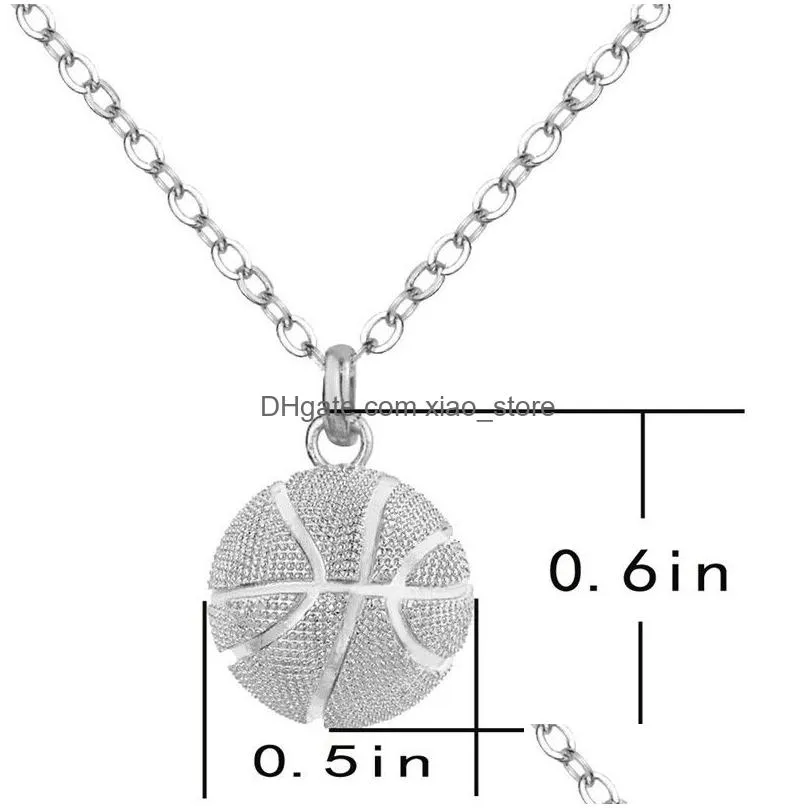  basketball pendant sports necklaces gold silver plated stainless steel chains for women and men fashion fans charms jewelry accessories