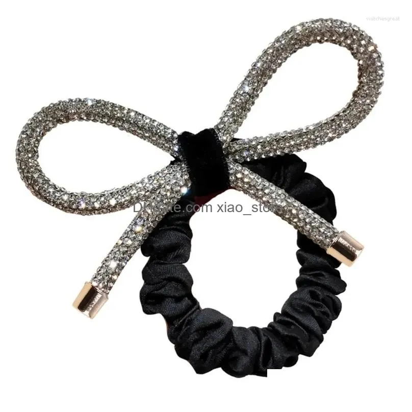 hair clips for rhinestone bow ties rope glitter jeweled elastic scrunc