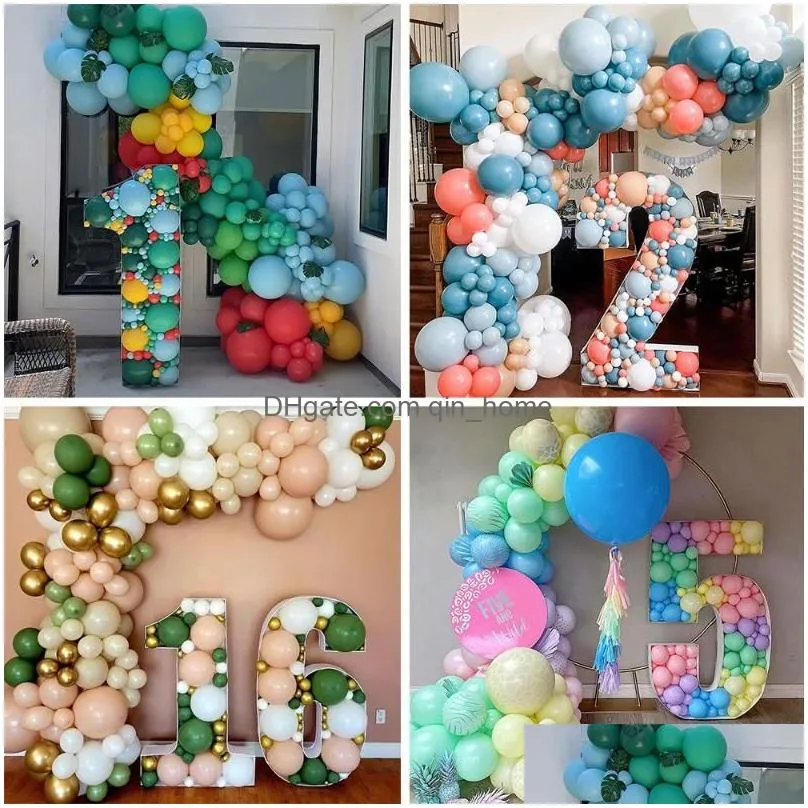 party decoration 73cm number alphabet mosaic frame stand balloon box baby shower  adult children birthday decor letter