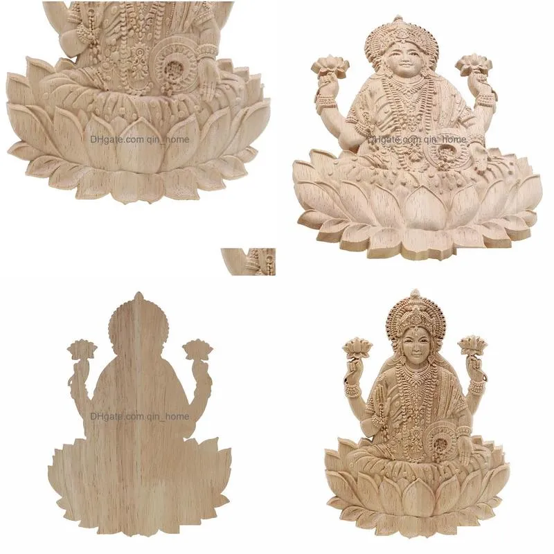 vzlx religious buddha statue wood carved applique frame onlay furniture decoration accessories door vintage home decor crafts 210318
