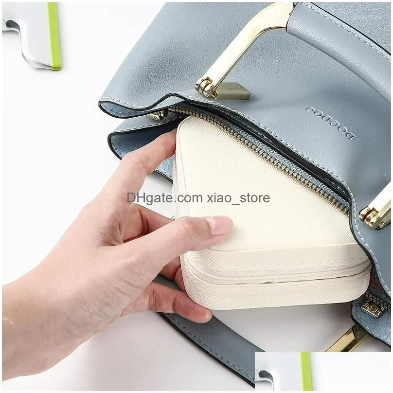 jewelry pouches portable storage box for travel organizer leather case earrings necklace ring display with zipper