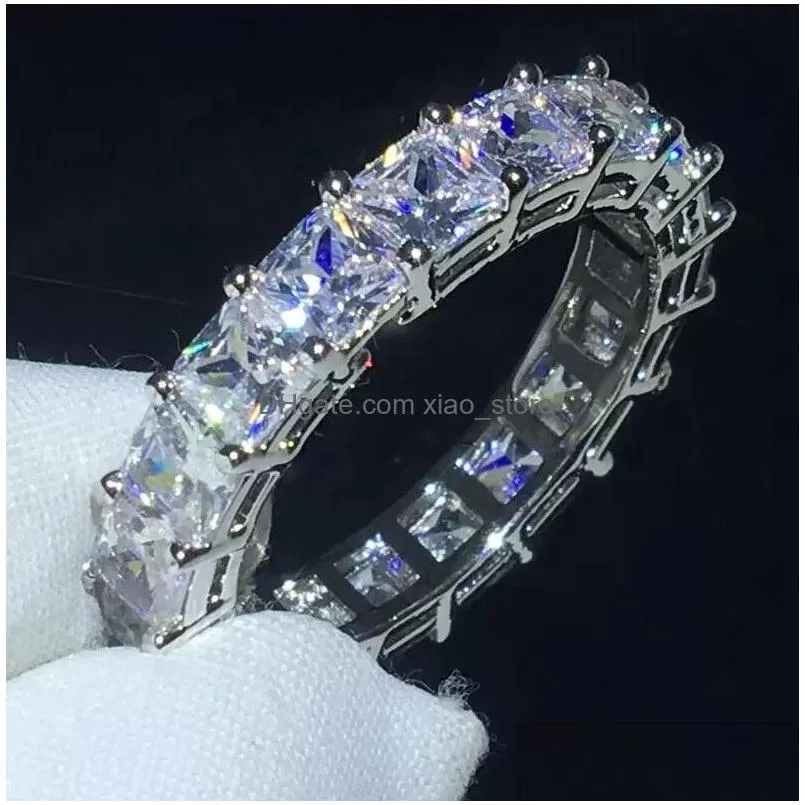 2022 top sell wedding rings luxury jewelry 925 sterling silver full pave white sapphire cz diamond promise gemstones party women heart band ring for lover