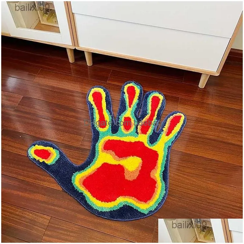 carpets carpets handmade palm rug shape tufted carpet plush fluffy soft multiple color home decor living room bedroom room aesthetic