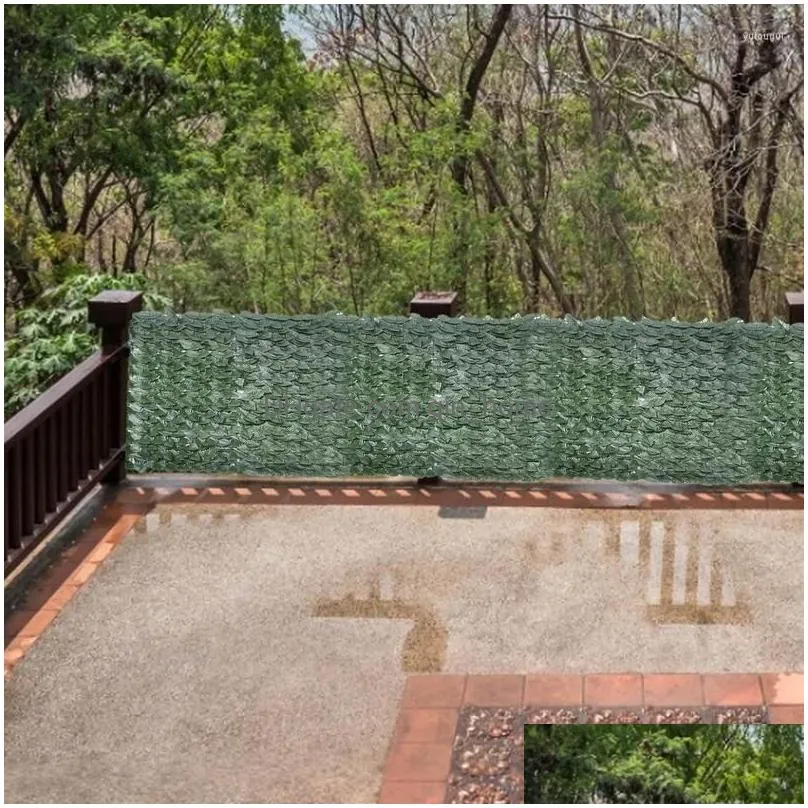 decorative flowers artificial leaf screening green hedges panels trellis rattan roll with faux leaves garden privacy screens