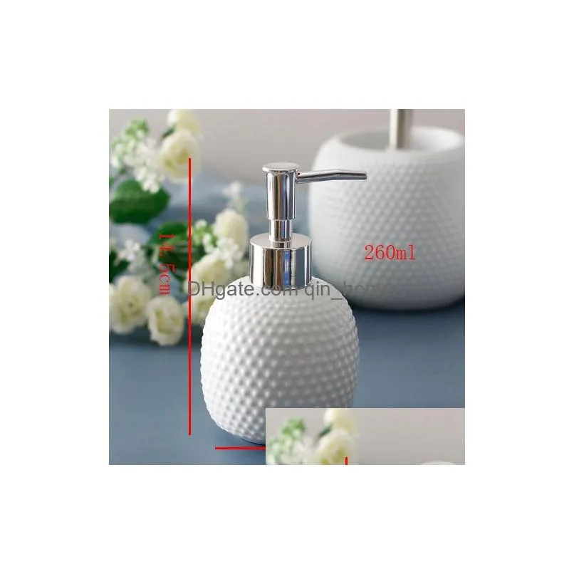 bath accessory set ceramic bathroom accessories 5/piece toilet brush/mouthwash cup/lotion bottle/soap dish/household soap dispenser