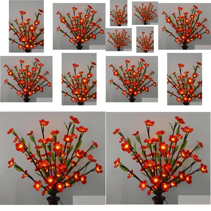 wreaths decorative flowers wreaths cherry blossom branch light with green leaf 20 60 leds christmas wedding table decoration twig