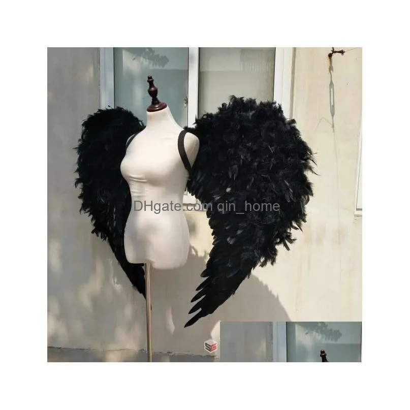 decoration costumed high quality unique black angel wings cosplay party stage show shooting displays props fairy wings ems 