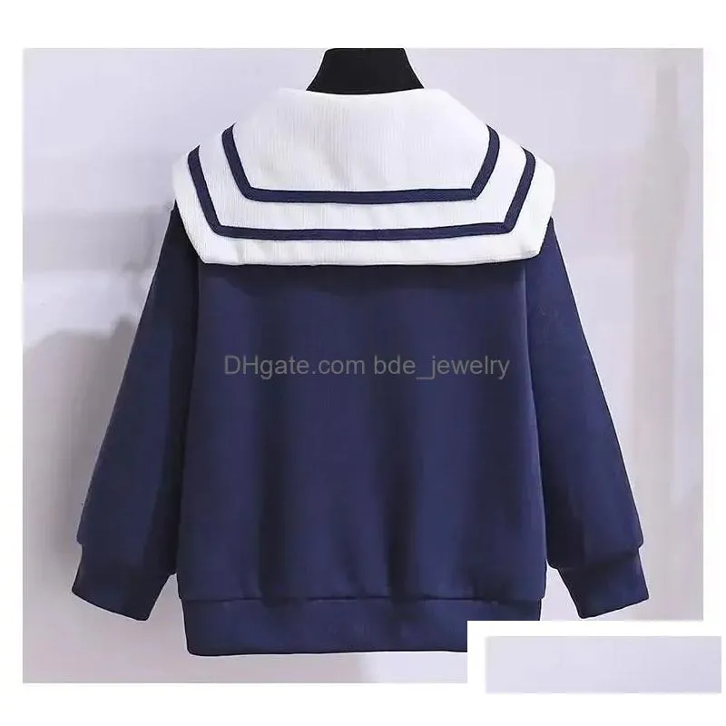 autumn junior girls jk uniform suit children cute cartoon sweatshirt pleated skirt spring school clothing 315y 240106