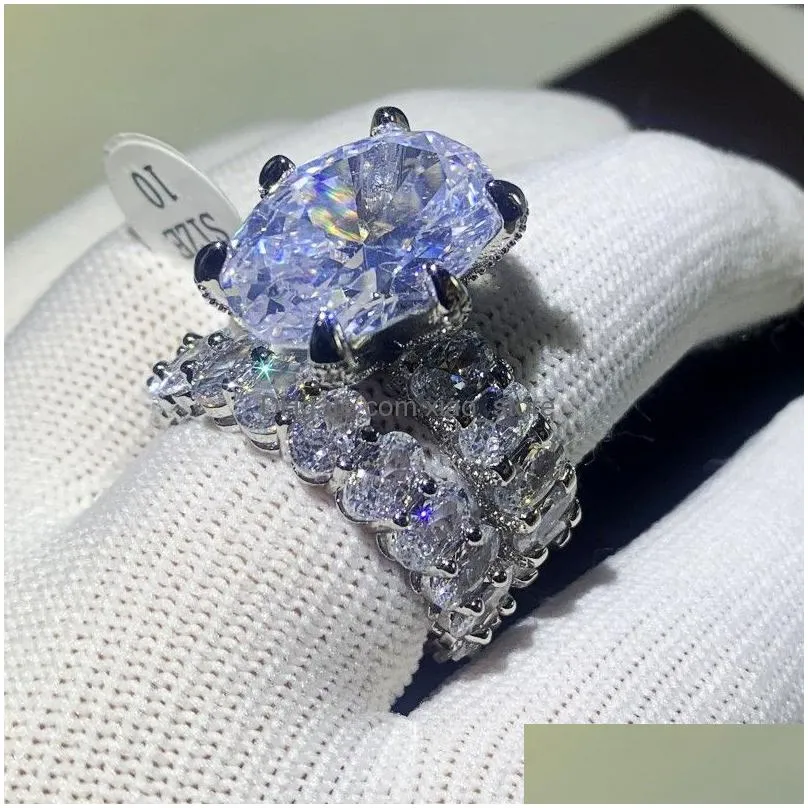 unique top sell vintage jewelry couple rings 925 sterling silver dragon claw oval cut white topaz cz diamond women wedding bridal ring