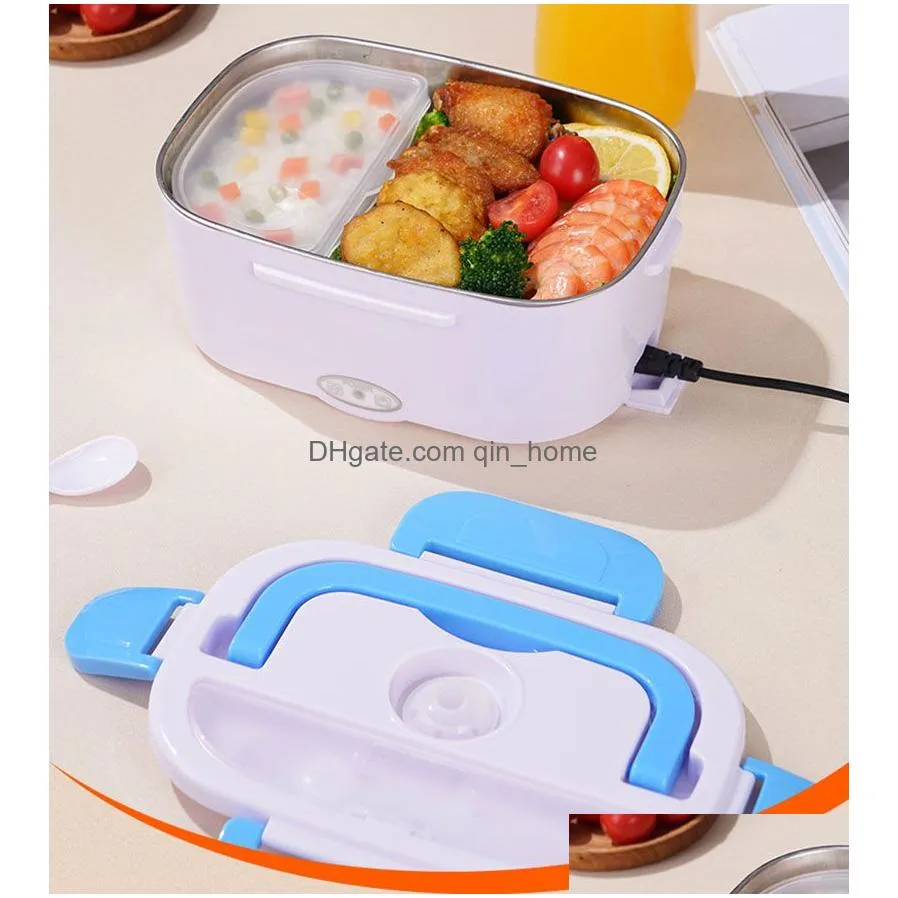 electric lunch box food heated 12v 110v portable food warmer heater for car truck home self heating with knife and fork storage bag