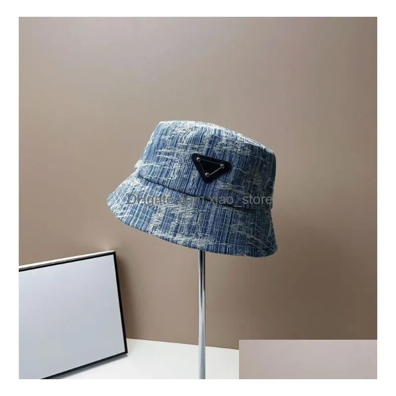 womens hats spring and summer light models light blue broken hole fisherman hat sun hat