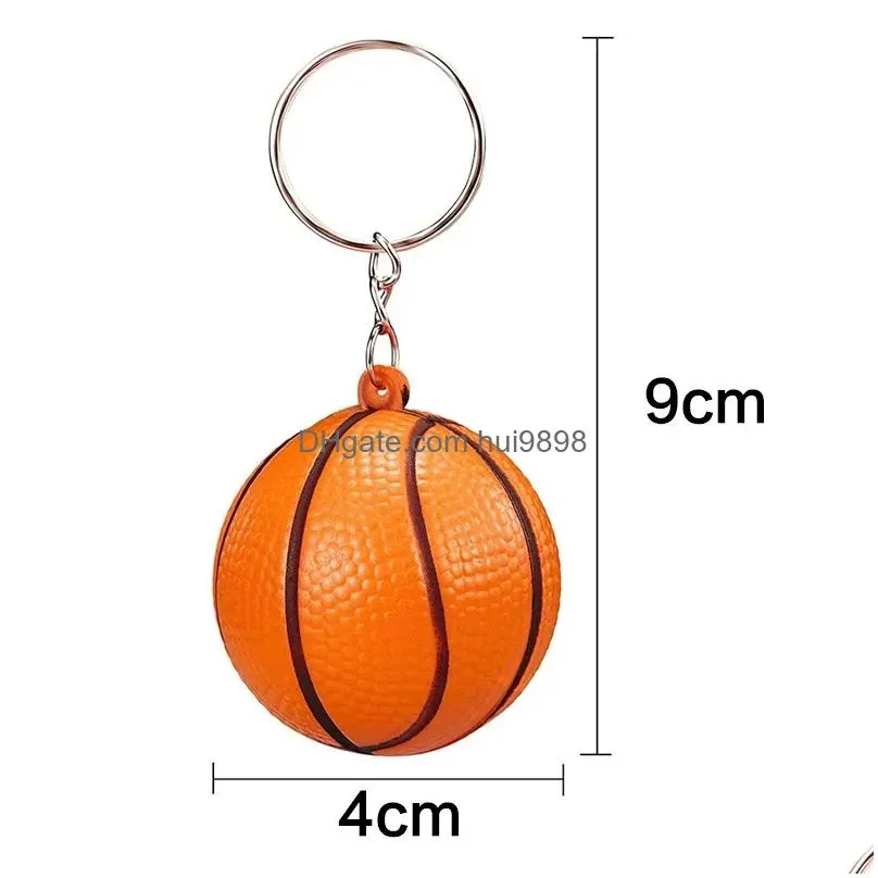 basketball sponge ball pu keychain 4cm solid foaming knapsack pendant football decompression sports toys decorative pendant