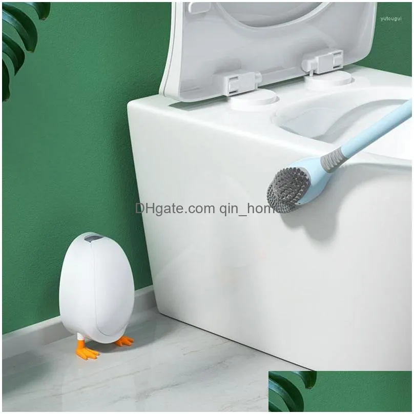 bath accessory set whyy toilet brush diving duck shape clean no dead corner long handle soft hair wall shower for bathroom accessories