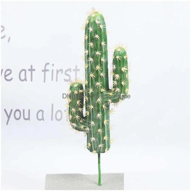 40cm tropical plants large artificial cactus tree indoor fake succulent plant branches plastic desert thorn ball for home decor 210624