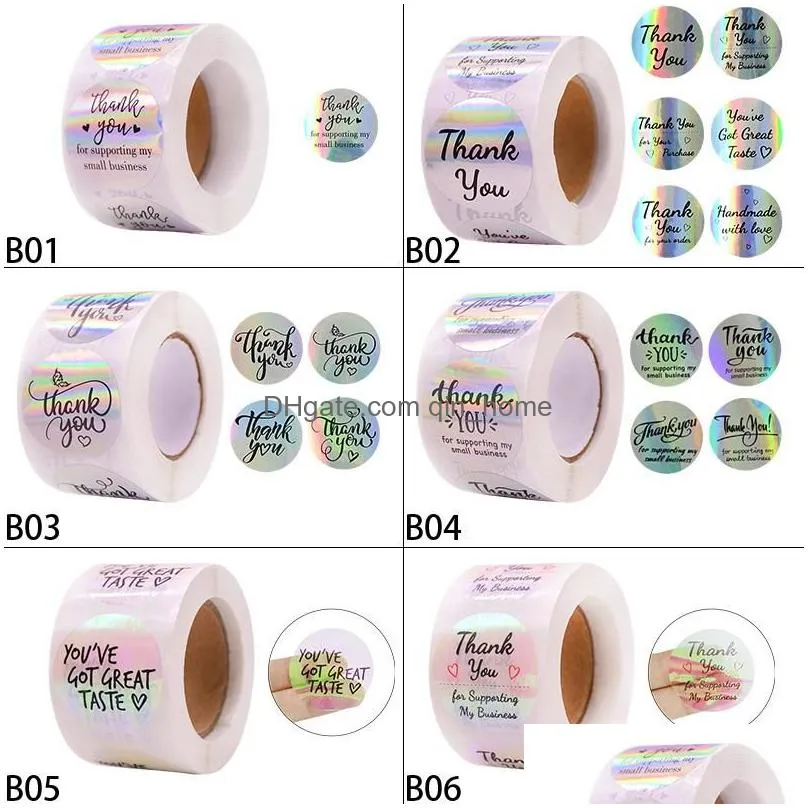 gift wrap 500pcsroll 38cm laser stickers thank you bags sealing label wedding birthday christmas party supplies scapbooking