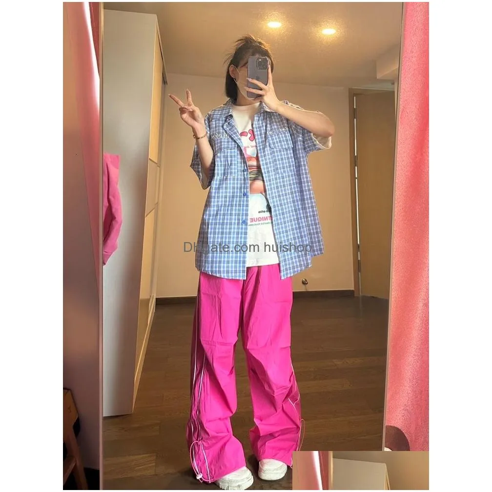 womens pants capris deeptown y2k pink track pants women streetwear hip hop wide leg sweatpants oversized harajuku kpop quick dry sports trousers