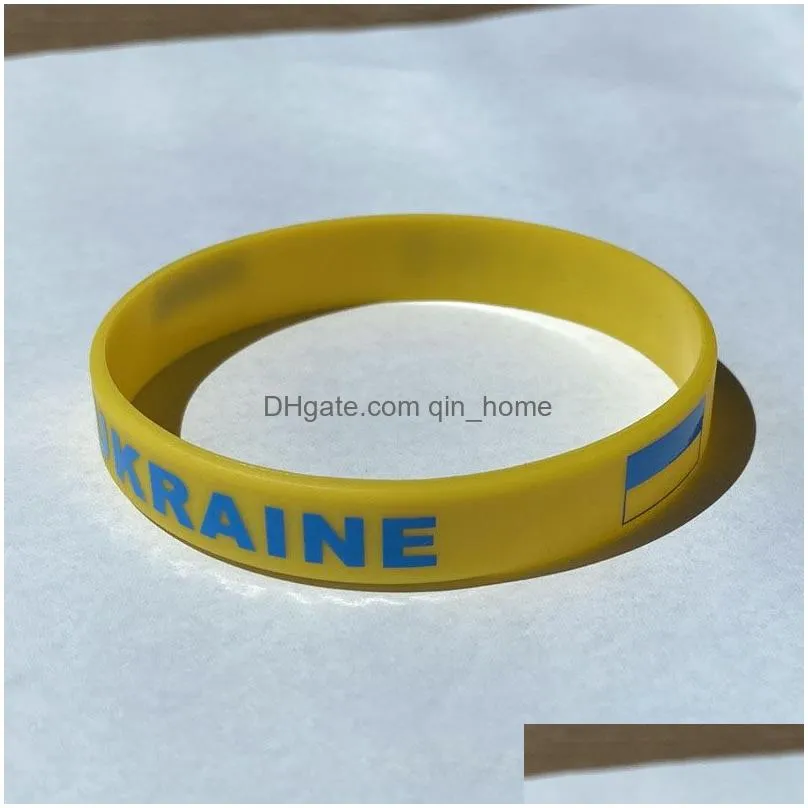2022 support ukraine wristbands party favor silicone rubber bangles bracelets ukrainian flags i stand with ukrainian yellow blue sports elastic wrist