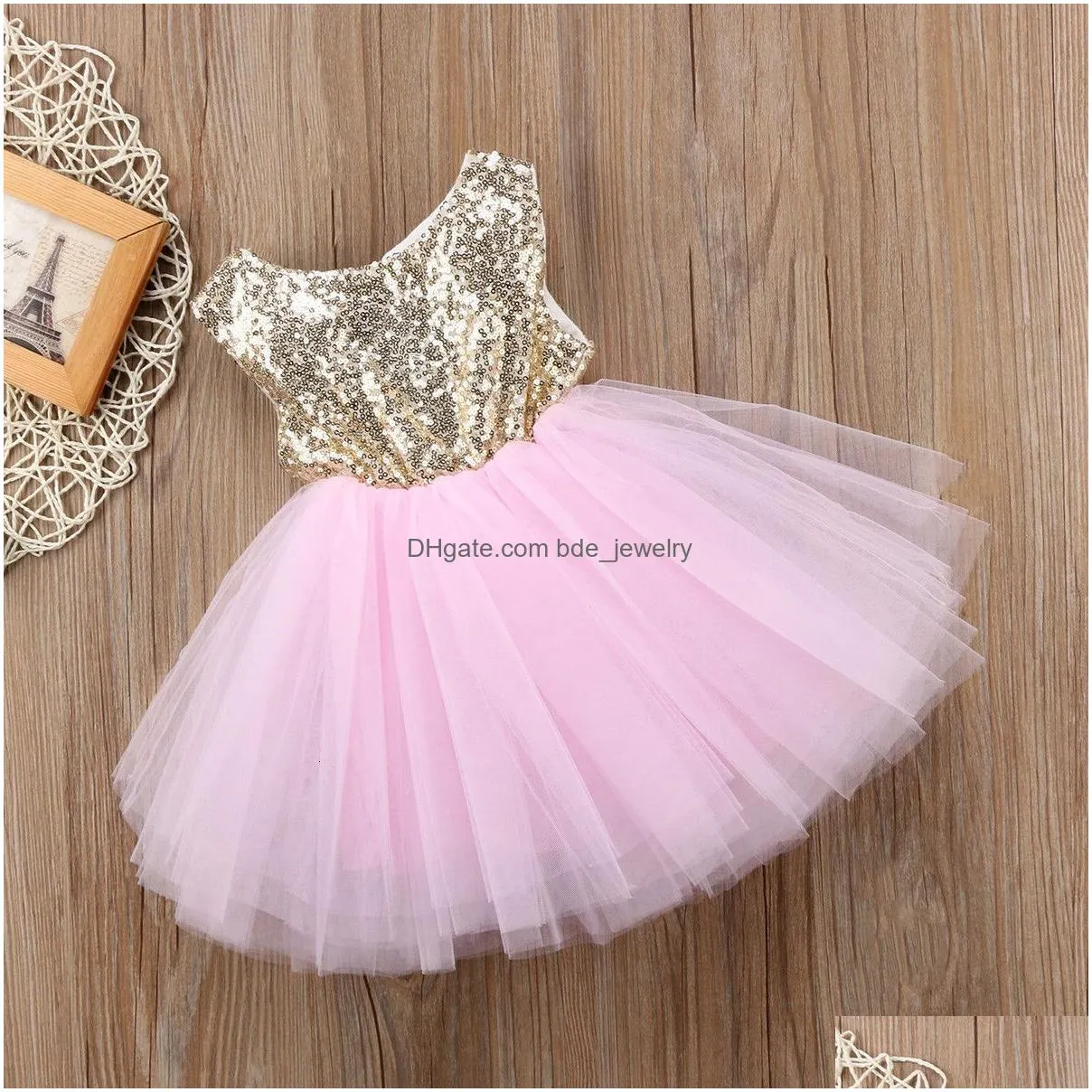 girls dresses toddler birthday tulle backless bow wedding gown kids party wear princess pink baby bowknot 230406