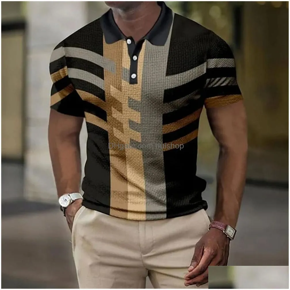 mens polos mens short sleeves 3d all-over print mens polo shirt geometric patterns summer short-sleeved clothing street leisure polo tops